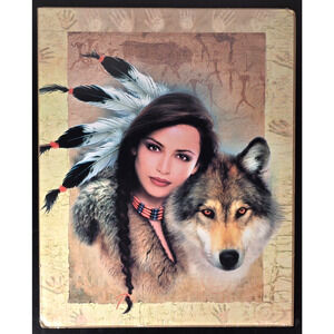 Leanin' Tree Native American Maiden With Wolf Art Print Poster 16x20, Robinson